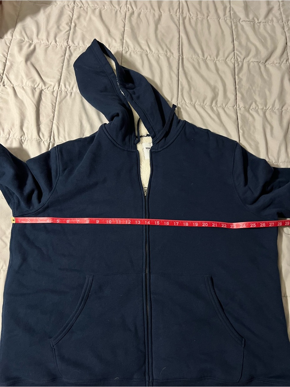 NWOT Sonoma Navy Blue Full Zip Hoodie With Sherpa Body and Trim - Picture 5 of 6